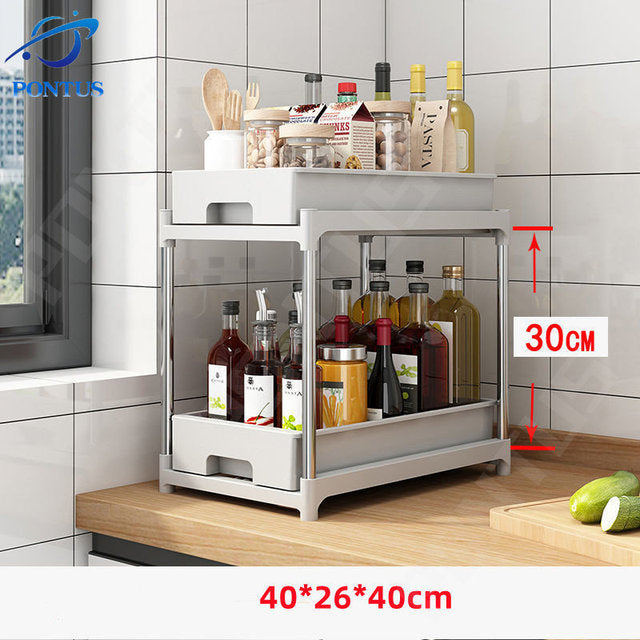 Kitchen Drawer Spice Rack Shelf Kitchen Cupboards Organizer Vegetable Pull Out Cabinet Bathroom Cupboard Storage Organize