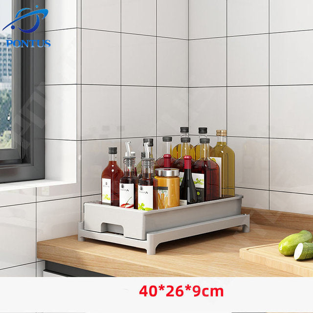 Kitchen Drawer Spice Rack Shelf Kitchen Cupboards Organizer Vegetable Pull Out Cabinet Bathroom Cupboard Storage Organize