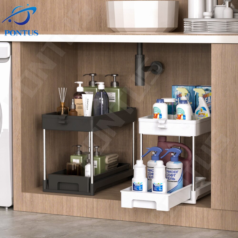 Kitchen Drawer Spice Rack Shelf Kitchen Cupboards Organizer Vegetable Pull Out Cabinet Bathroom Cupboard Storage Organize