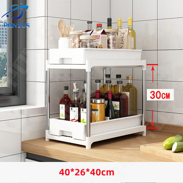 Kitchen Drawer Spice Rack Shelf Kitchen Cupboards Organizer Vegetable Pull Out Cabinet Bathroom Cupboard Storage Organize