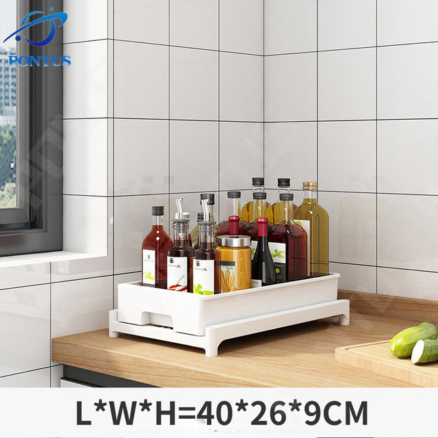 Kitchen Drawer Spice Rack Shelf Kitchen Cupboards Organizer Vegetable Pull Out Cabinet Bathroom Cupboard Storage Organize