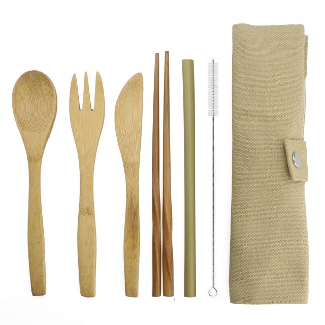 6 Piece Wooden Cutlery Set